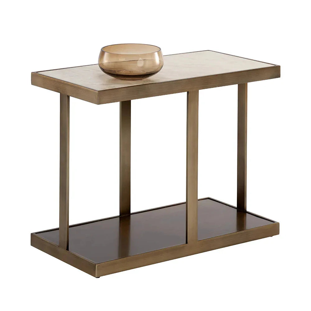 SUNPAN Kamali Side Table Marble  Gold Stainless Steel