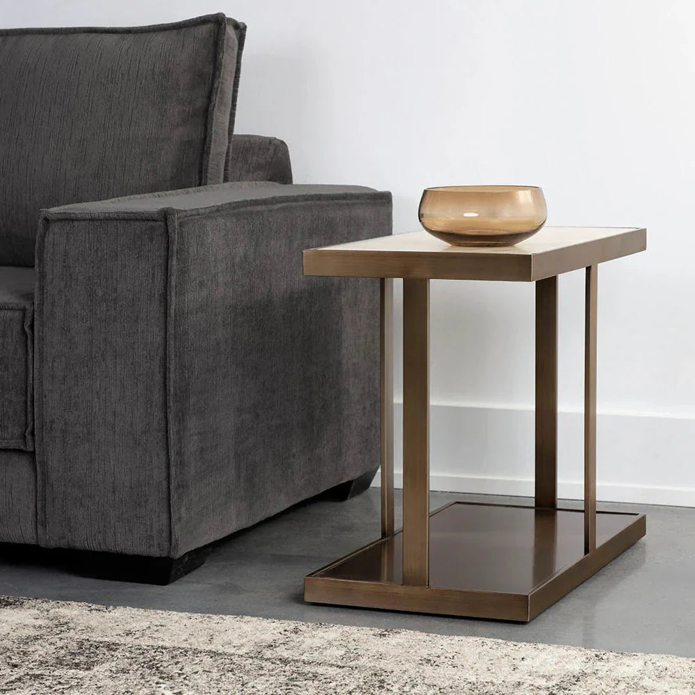 SUNPAN Kamali Side Table Marble  Gold Stainless Steel