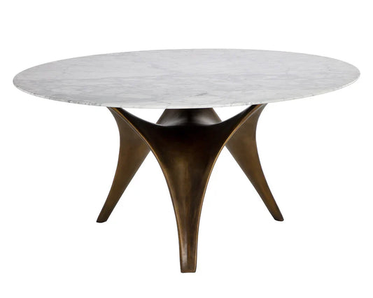 Bijon Dining Table 59" Marble Top With Sculptural Base