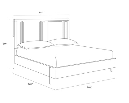 Avida Bed King Gold Black Natural Rattan Oak Frame