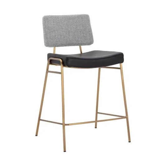 Brinley Counter Stool Modern Gold Frame Black Grey