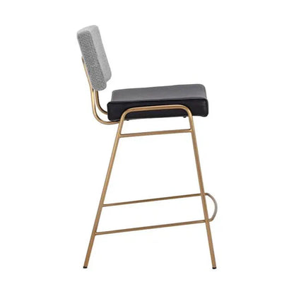 Brinley Counter Stool Modern Gold Frame Black Grey