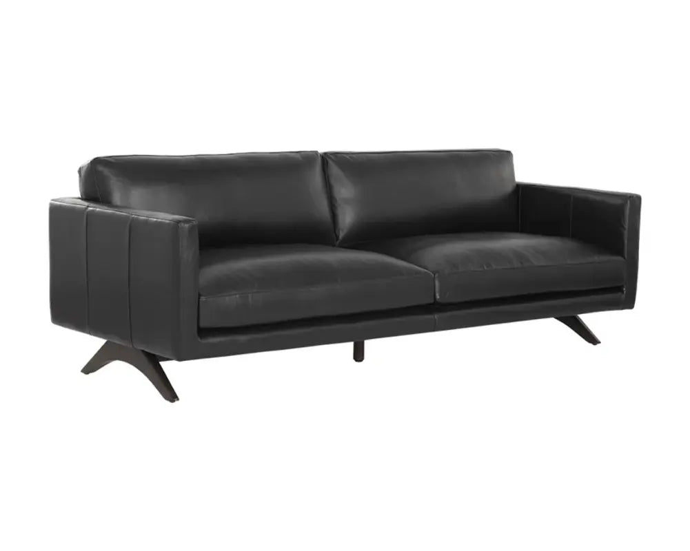 Rogers Leather Upholstered Black Sofa