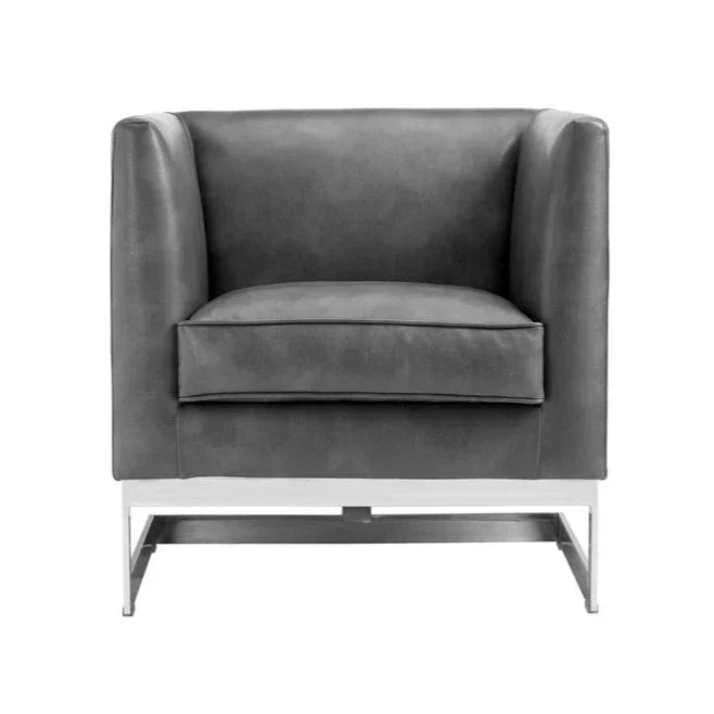 Yvette Leather Upholstered Bold Designed Armchair