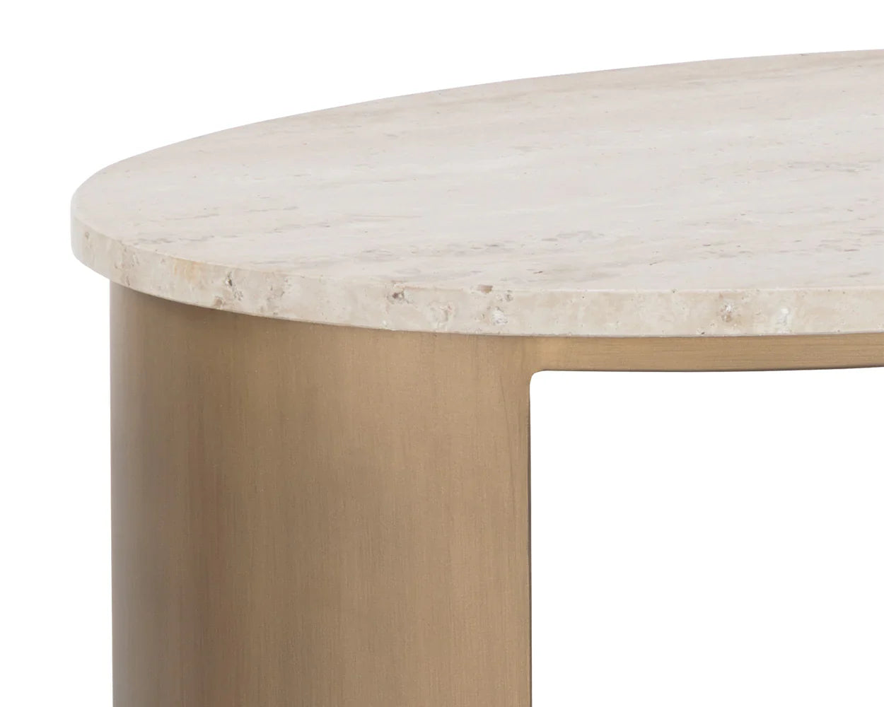 Roshni Side Table With Travertine Top And Gold Base