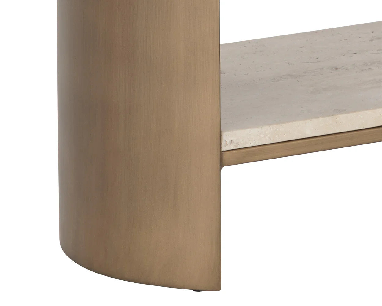 Roshni Side Table With Travertine Top And Gold Base