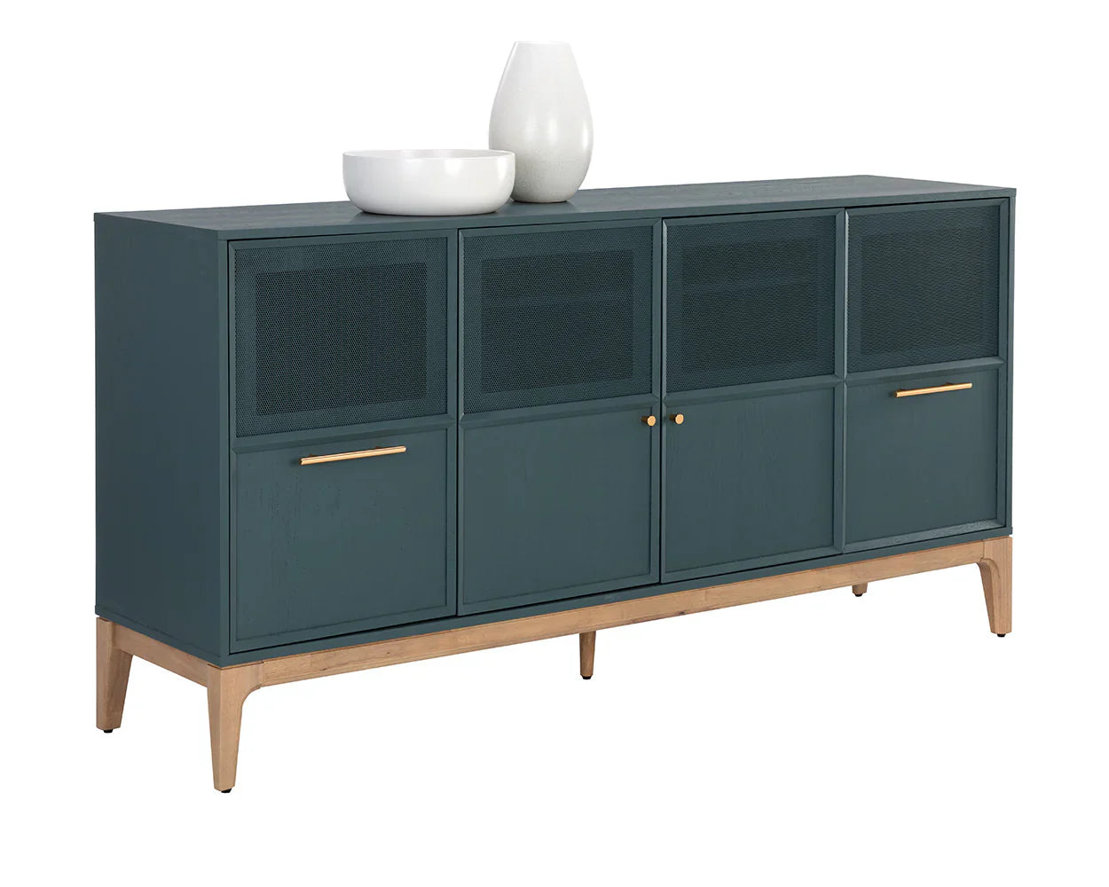 Rivero Teal Sideboard With Gold Handles And Ample Storage