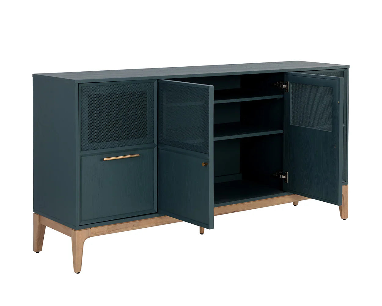 Rivero Teal Sideboard With Gold Handles And Ample Storage