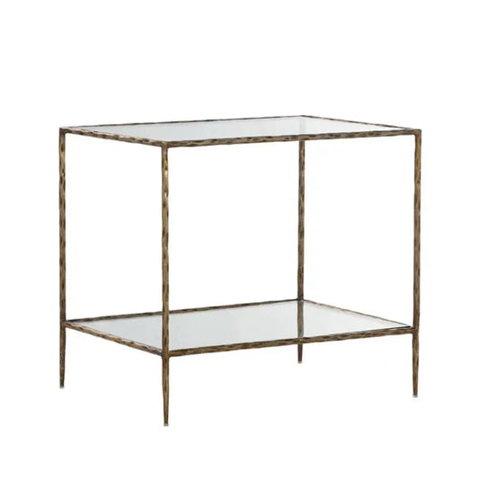 Emine Iron Framed Glass Nightstand