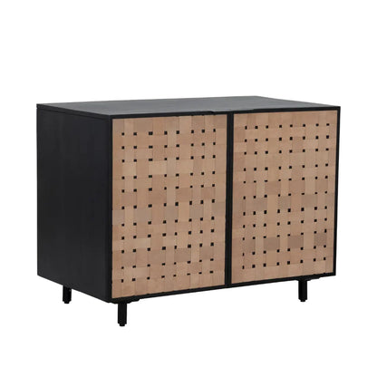 SUNPAN Omari Leather Warp Two Doors Accent Cabinet