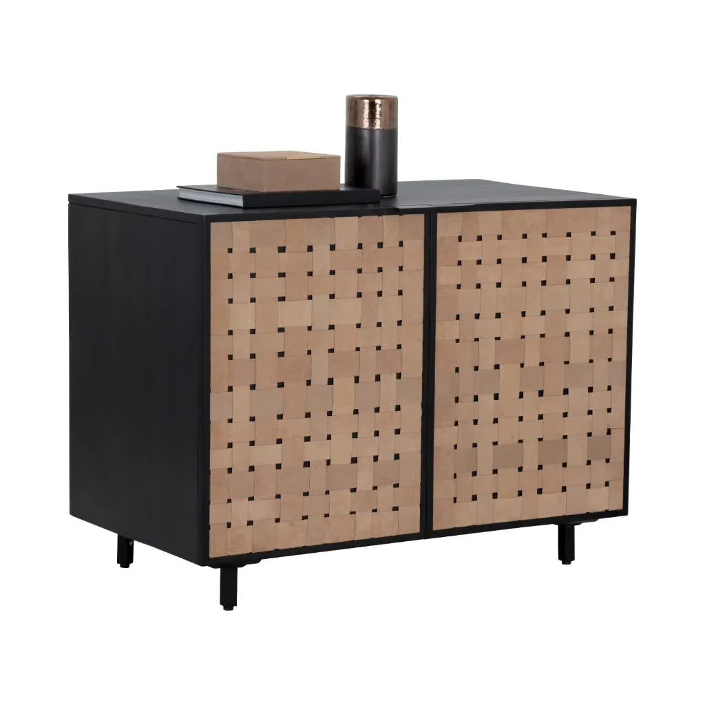 SUNPAN Omari Leather Warp Two Doors Accent Cabinet