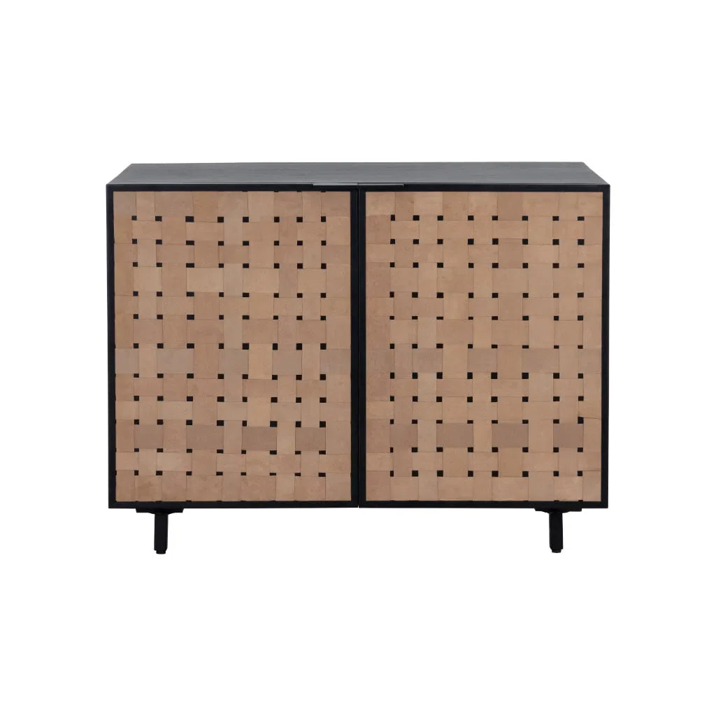 SUNPAN Omari Leather Warp Two Doors Accent Cabinet