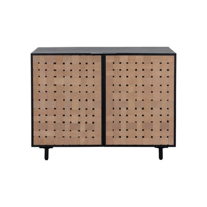 SUNPAN Omari Leather Warp Two Doors Accent Cabinet