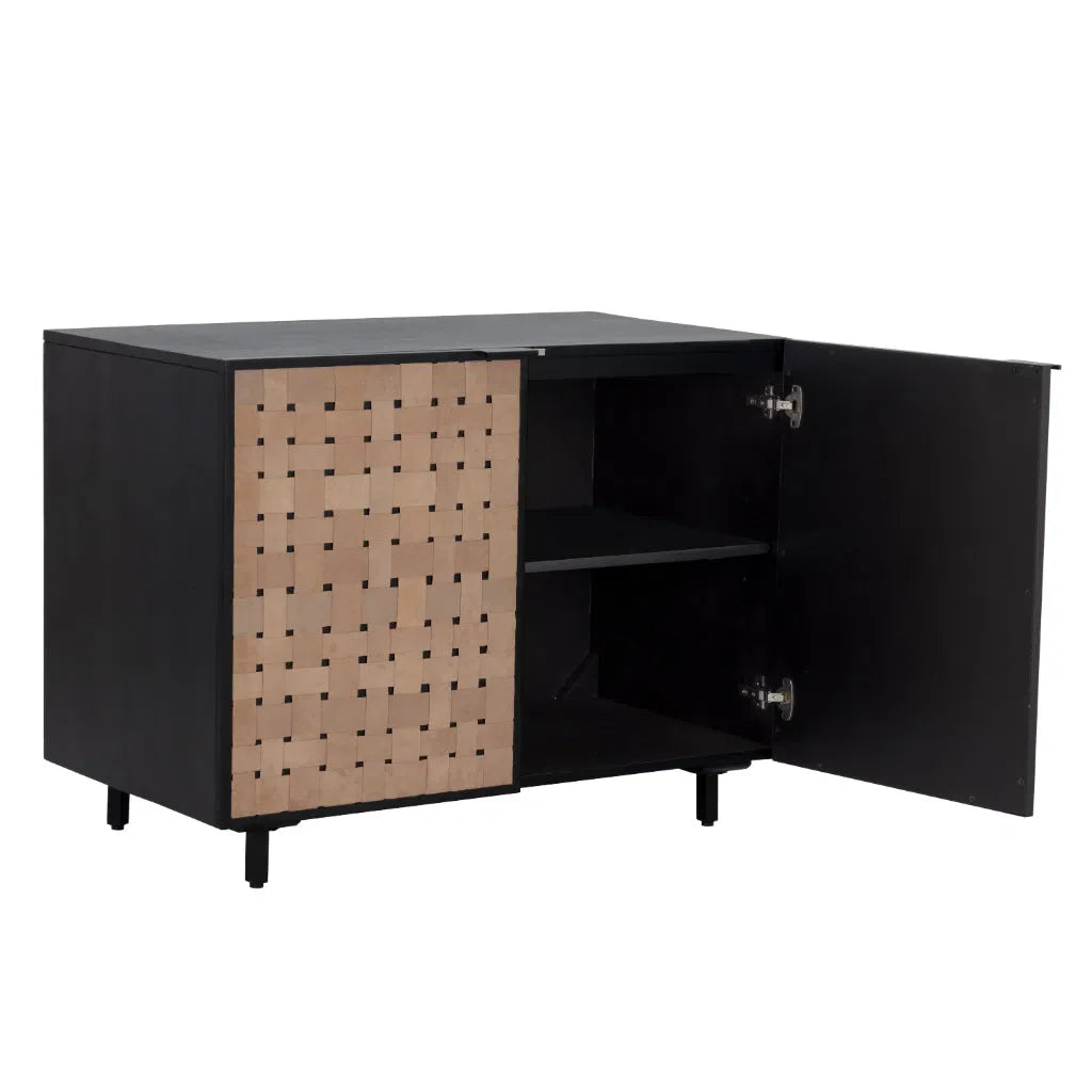 SUNPAN Omari Leather Warp Two Doors Accent Cabinet