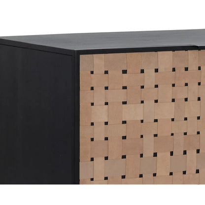 SUNPAN Omari Leather Warp Two Doors Accent Cabinet