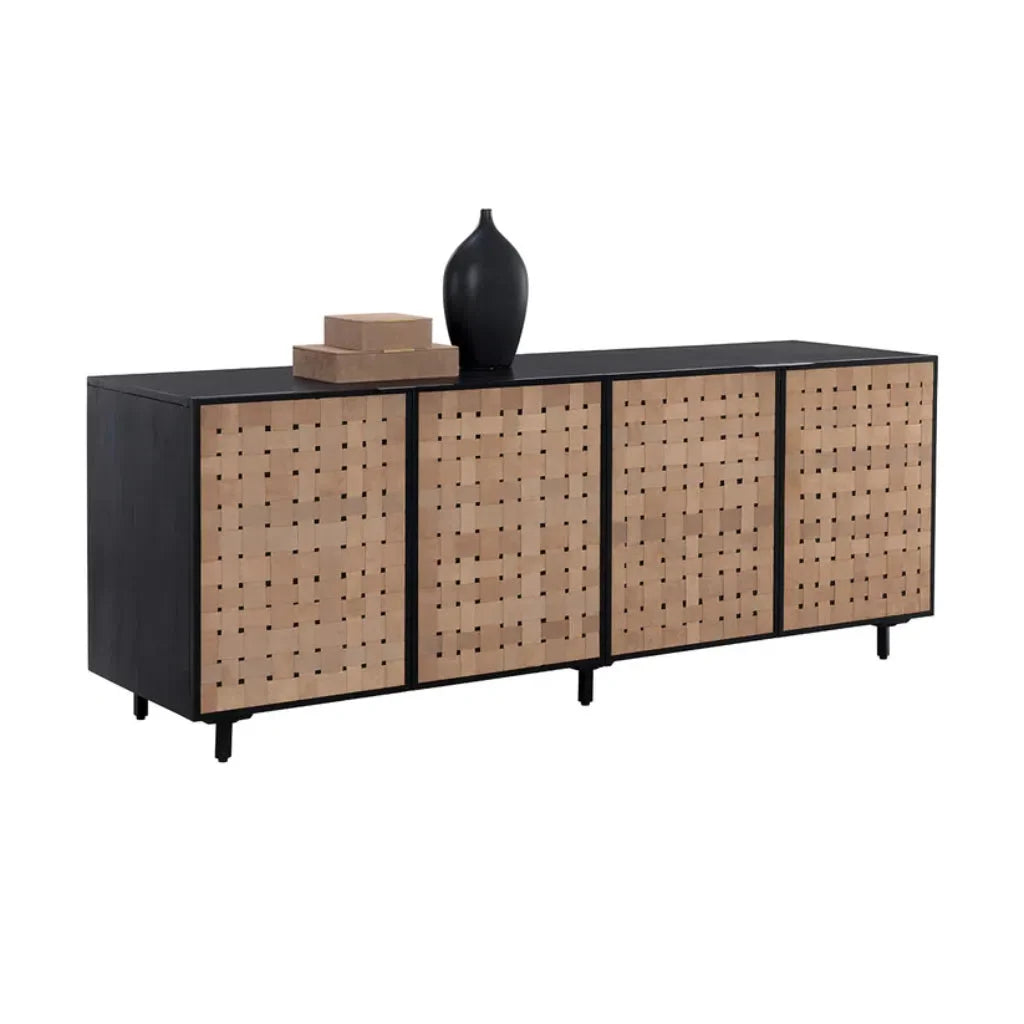 SUNPAN Omari Leather Warp Four Doors Sideboard