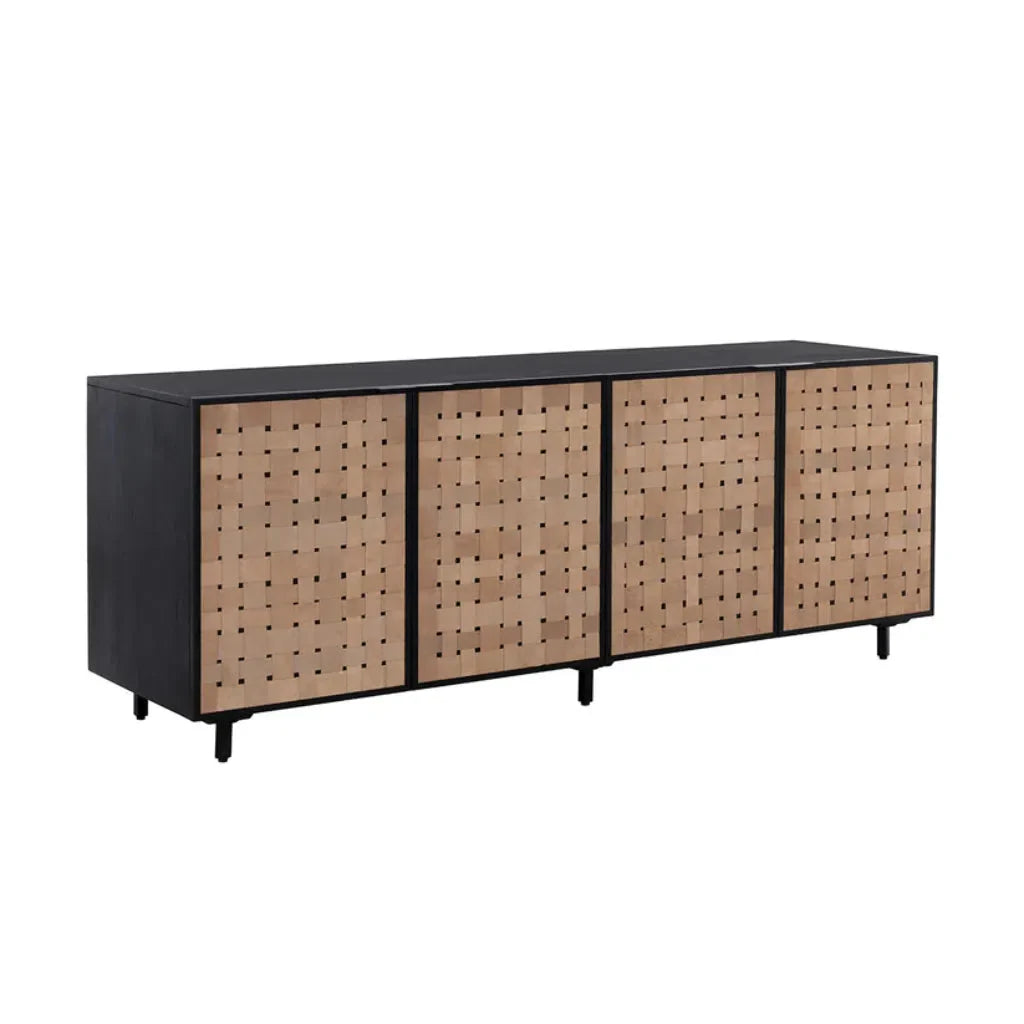 SUNPAN Omari Leather Warp Four Doors Sideboard