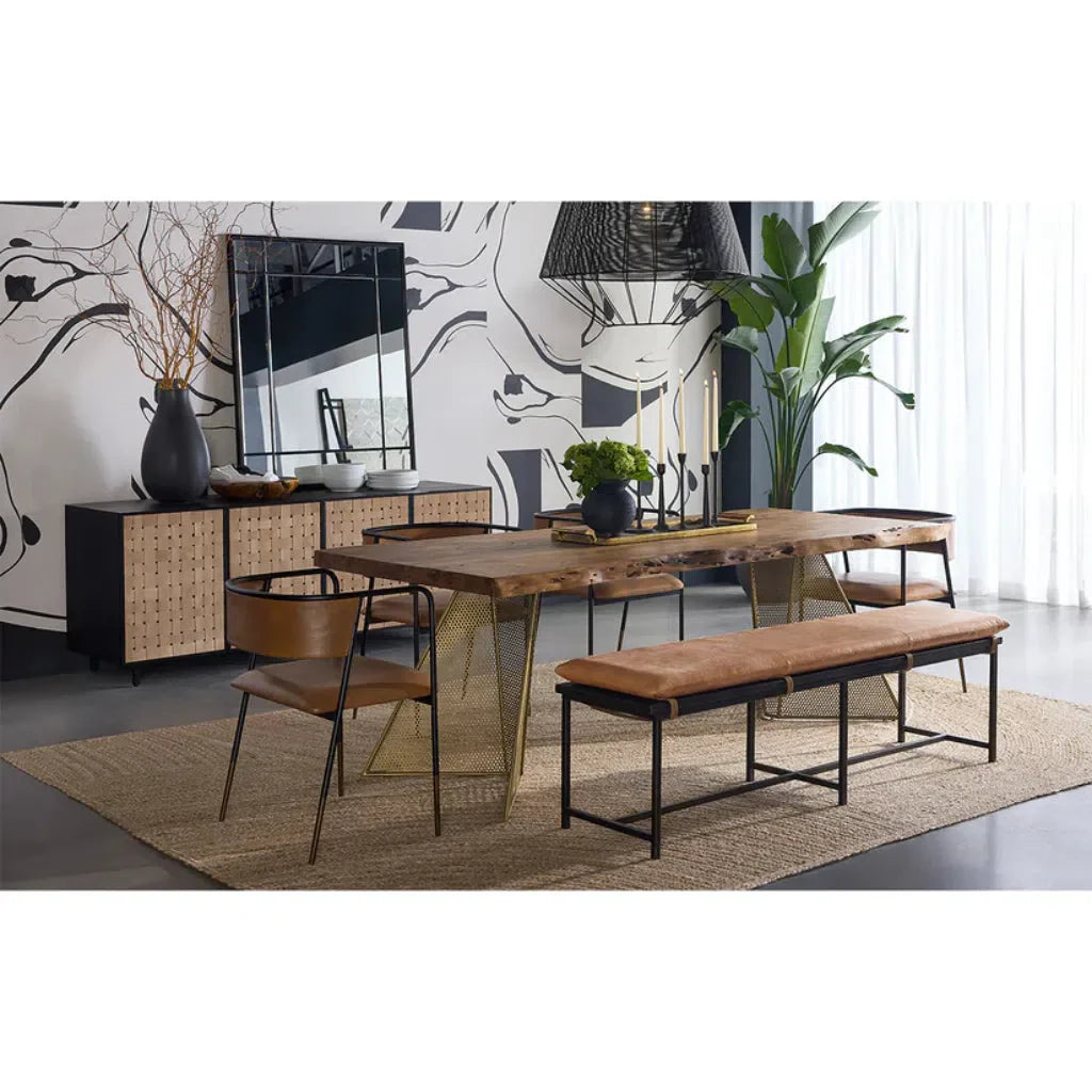 SUNPAN Omari Leather Warp Four Doors Sideboard
