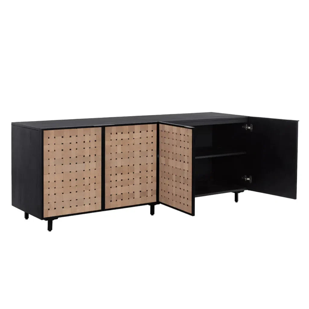 SUNPAN Omari Leather Warp Four Doors Sideboard