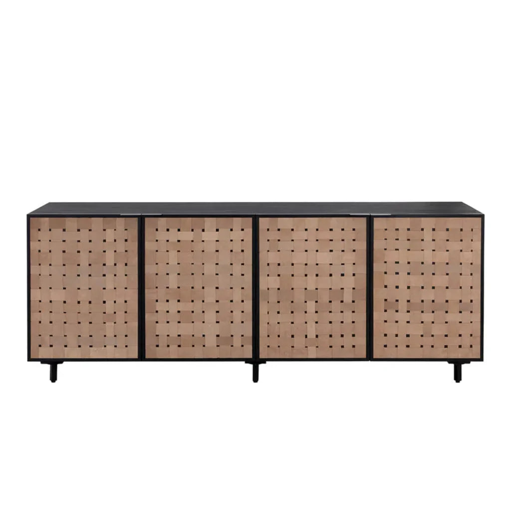 SUNPAN Omari Leather Warp Four Doors Sideboard