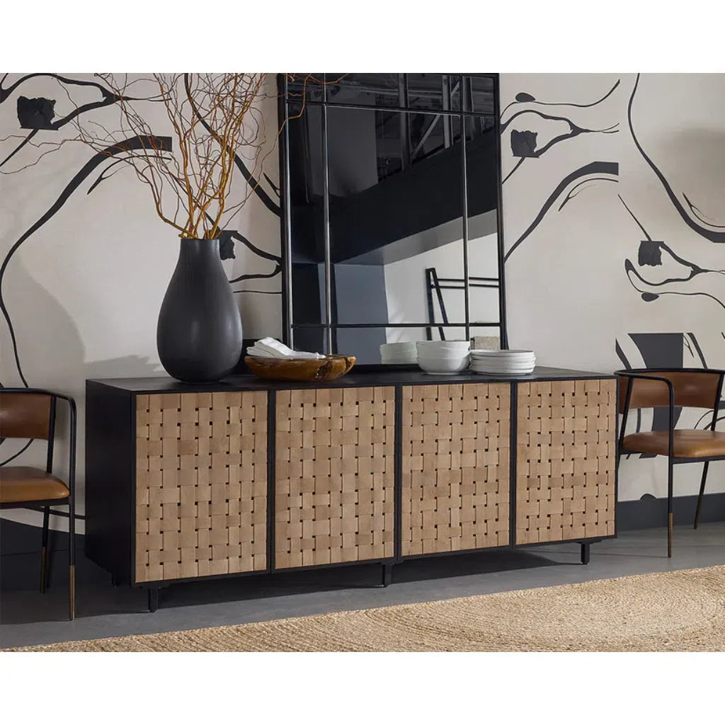 SUNPAN Omari Leather Warp Four Doors Sideboard