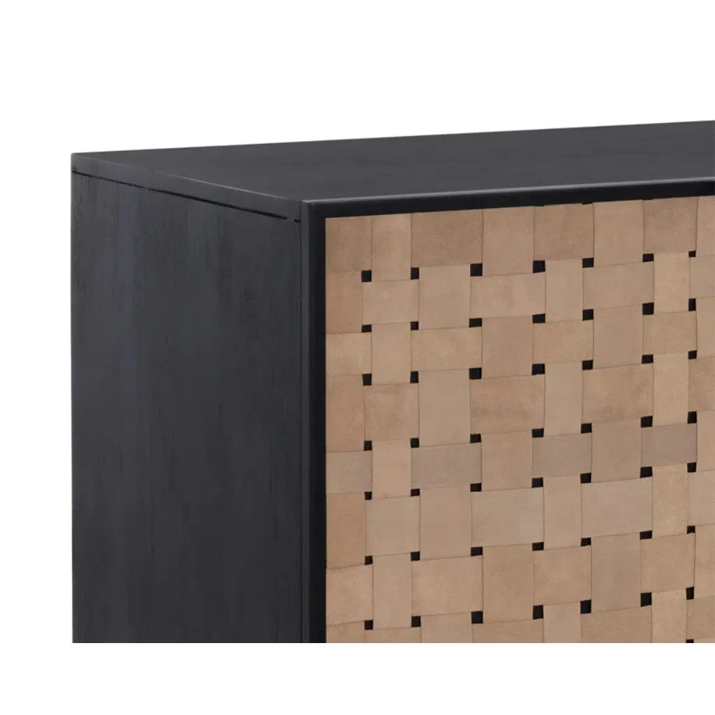 SUNPAN Omari Leather Warp Two Doors Accent Cabinet