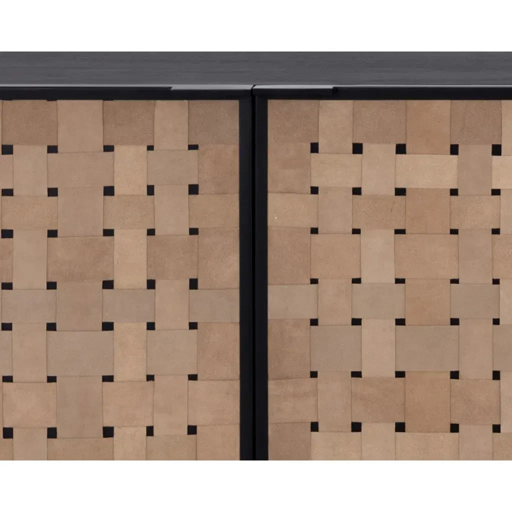 SUNPAN Omari Leather Warp Two Doors Accent Cabinet
