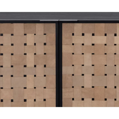 SUNPAN Omari Leather Warp Two Doors Accent Cabinet