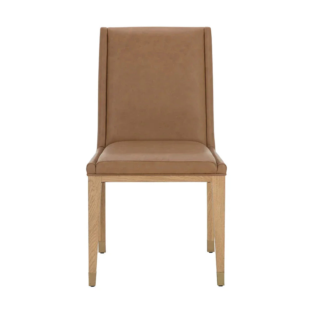 Kalla Dining Chair - Milliken Cognac With Gold Foot Caps (Set of 2)