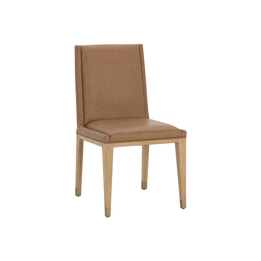 Kalla Dining Chair - Milliken Cognac With Gold Foot Caps (Set of 2)