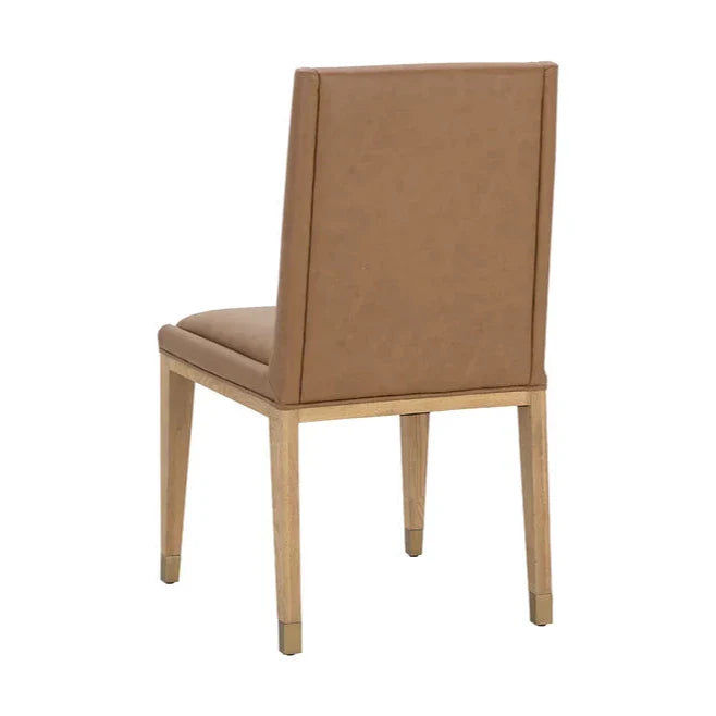 Kalla Dining Chair - Milliken Cognac With Gold Foot Caps (Set of 2)