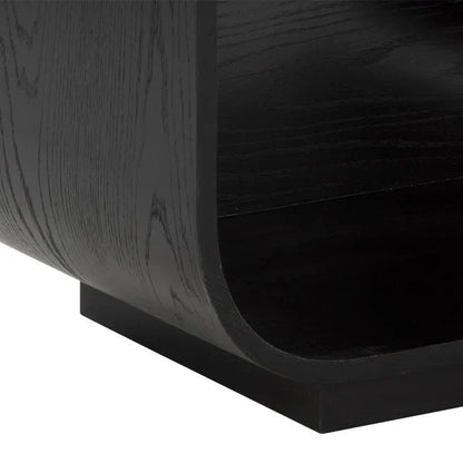 Tarrant Nightstand Modern Black Oak With Raffia Handle