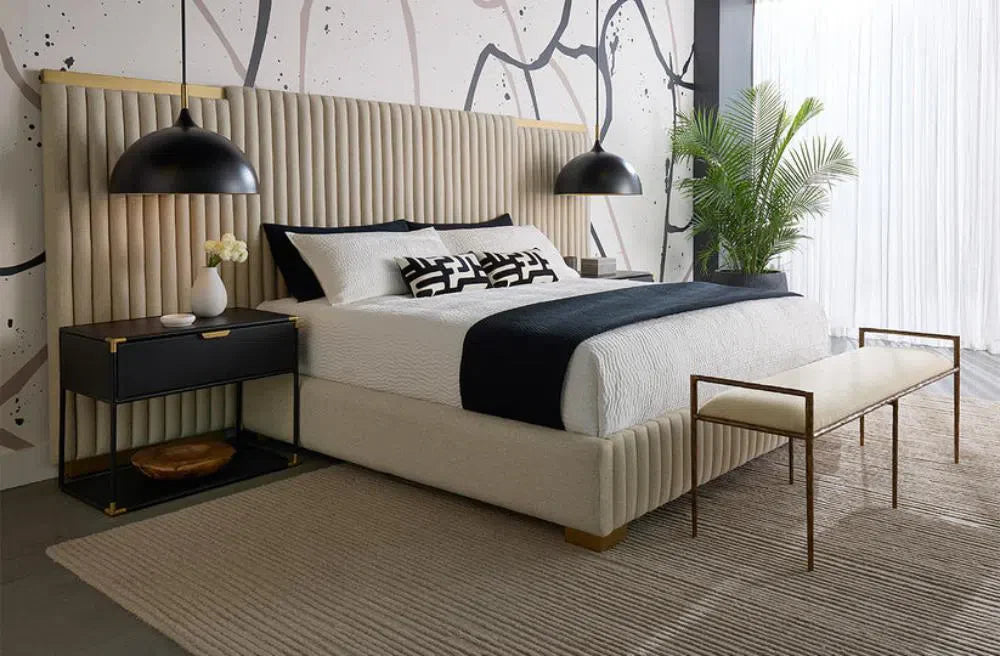 Tarrant King Bed Contemporary Style With Gold Steel Legs