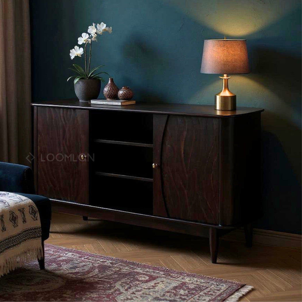 LOOMLAN Rhovira Wooden Dark Brown TV Stand