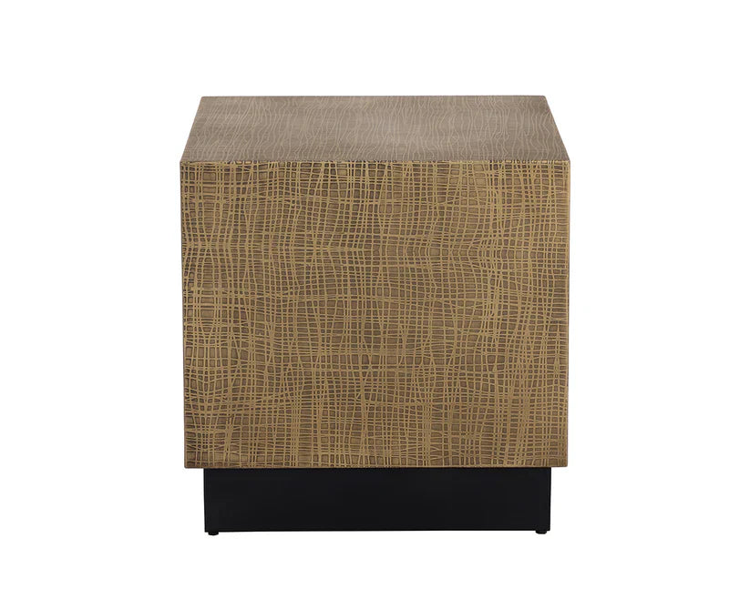 Albans Side Table Brass Finish With Etched Top