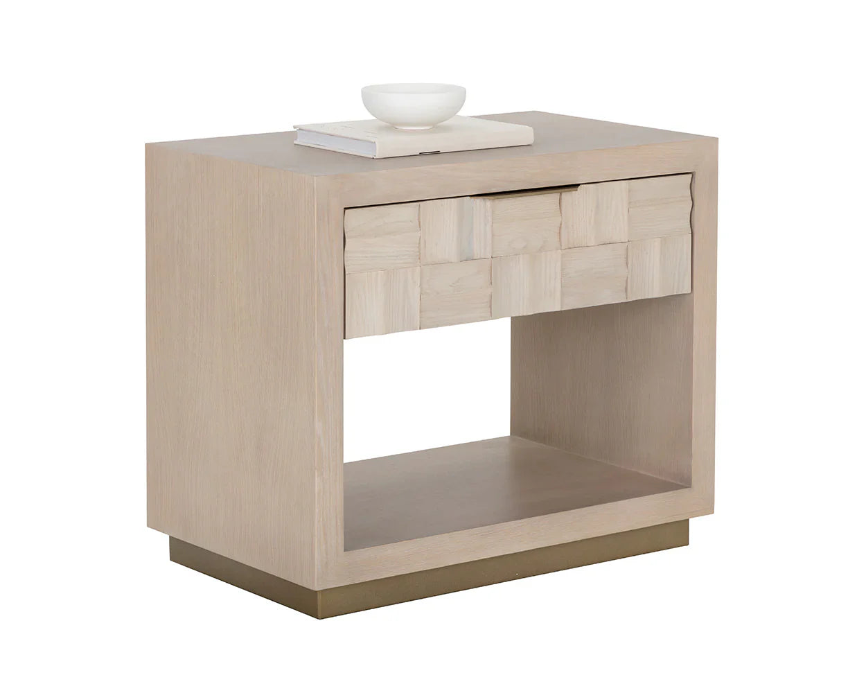 Akava Nightstand With Gold Base and Soft Closing Drawer