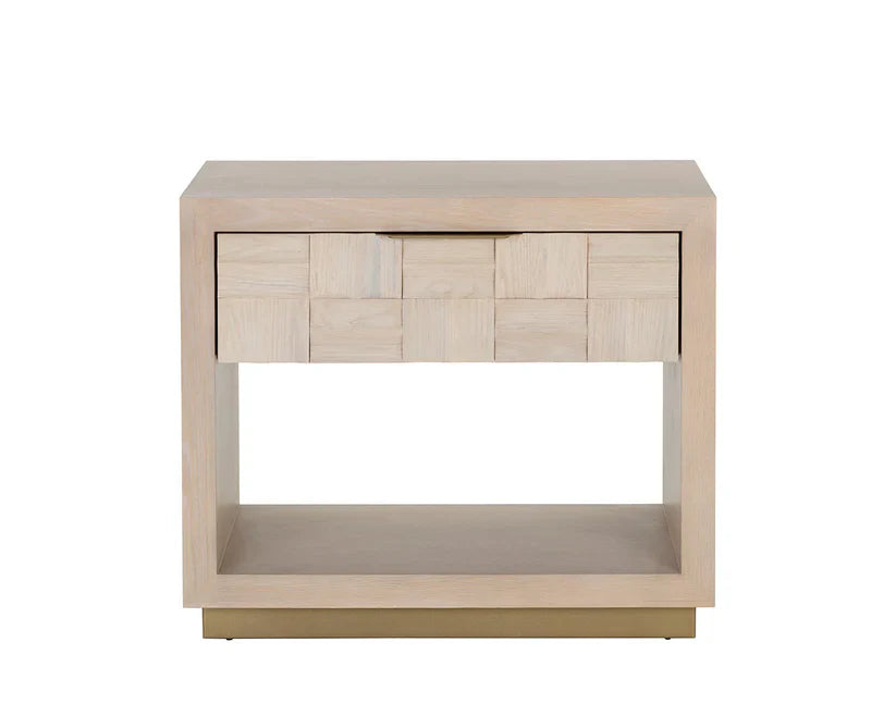 Akava Nightstand With Gold Base and Soft Closing Drawer