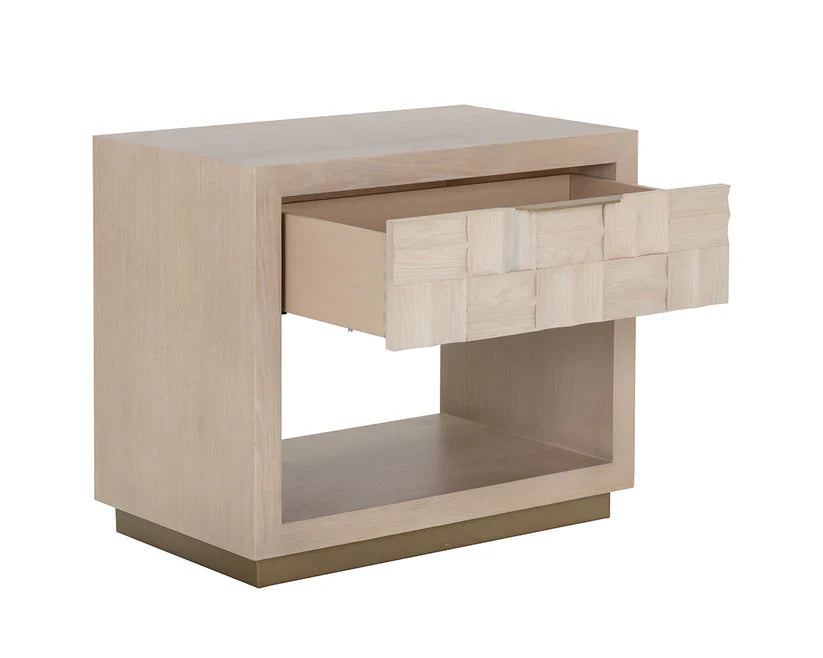 Akava Nightstand With Gold Base and Soft Closing Drawer