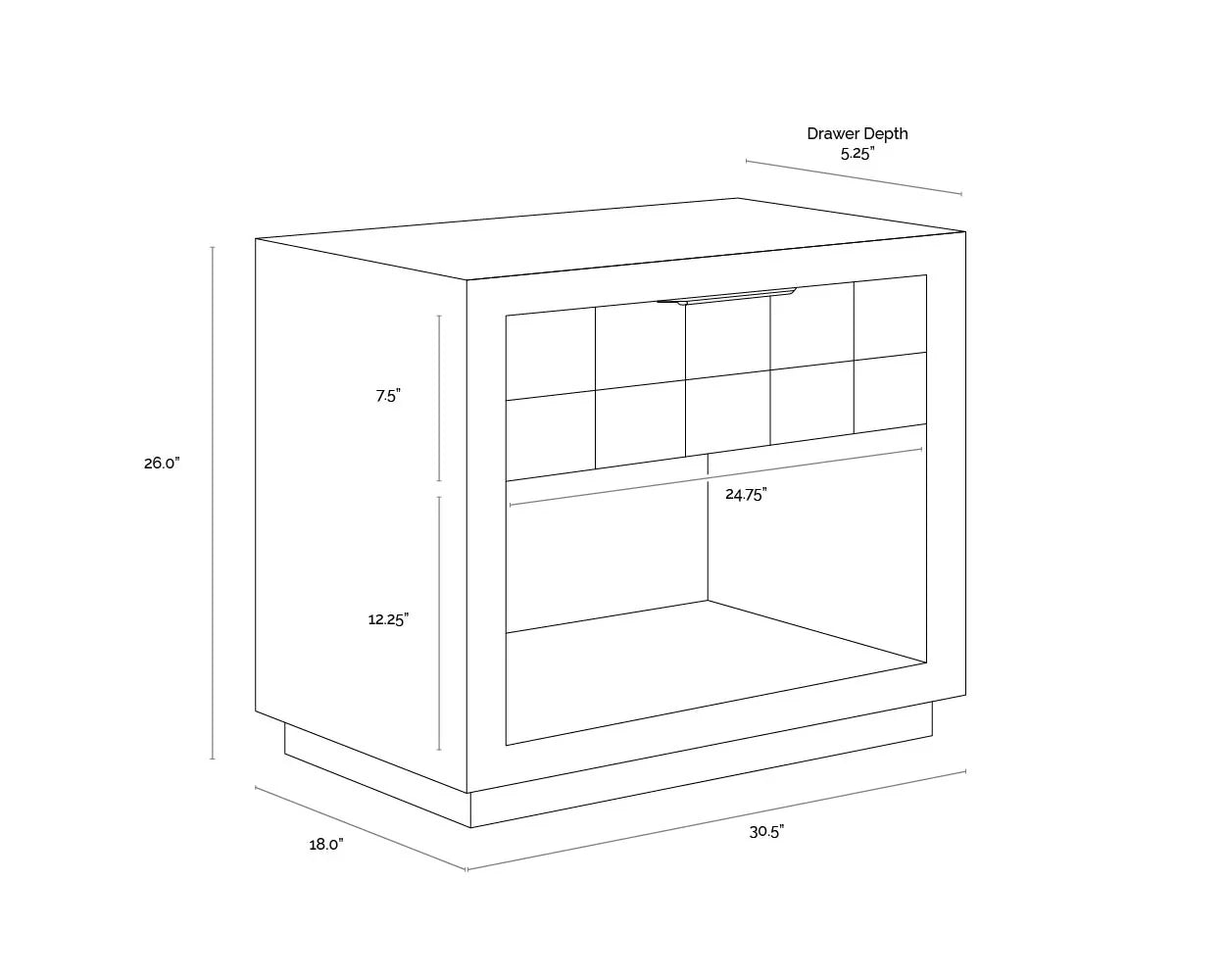 Akava Nightstand With Gold Base and Soft Closing Drawer