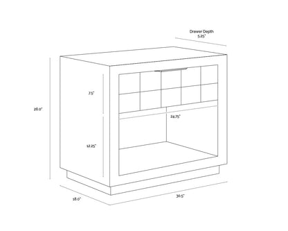 Akava Nightstand With Gold Base and Soft Closing Drawer