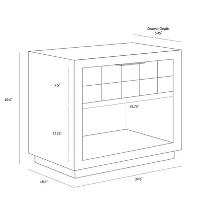 Akava Nightstand With Gold Base and Soft Closing Drawer