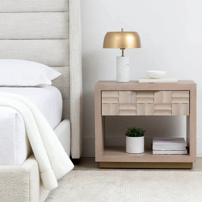 Akava Nightstand With Gold Base and Soft Closing Drawer