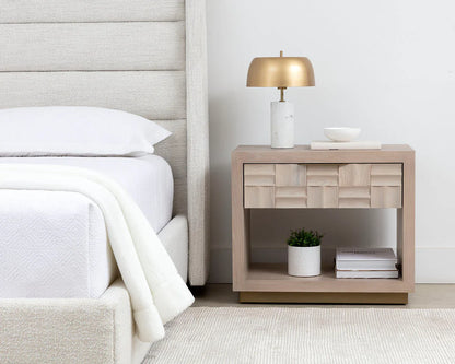 Akava Nightstand With Gold Base and Soft Closing Drawer