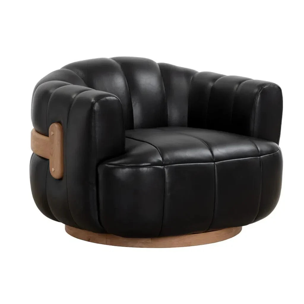 Tadeo Leather Upholstered Swivel Lounge Chair