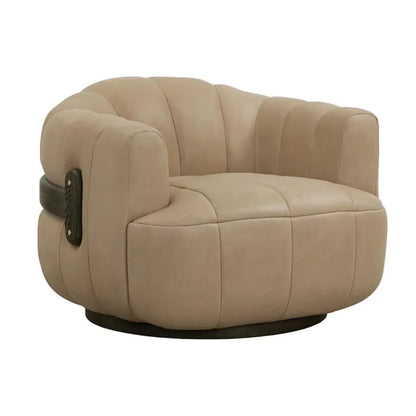 Tadeo Leather Upholstered Swivel Lounge Chair