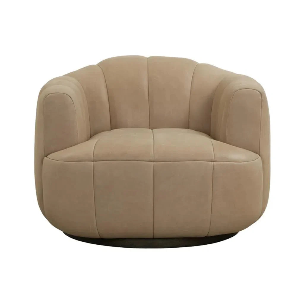 Tadeo Leather Upholstered Swivel Lounge Chair