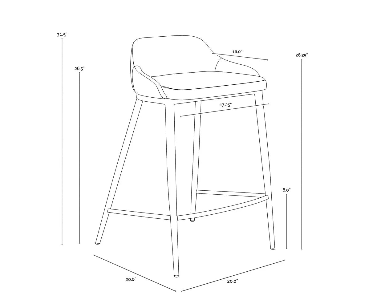 Astra Leather Upholstered Counter Stool