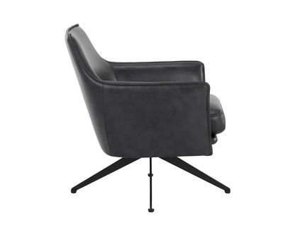 Crosby Leather Upholstered Swivel Lounge Chair