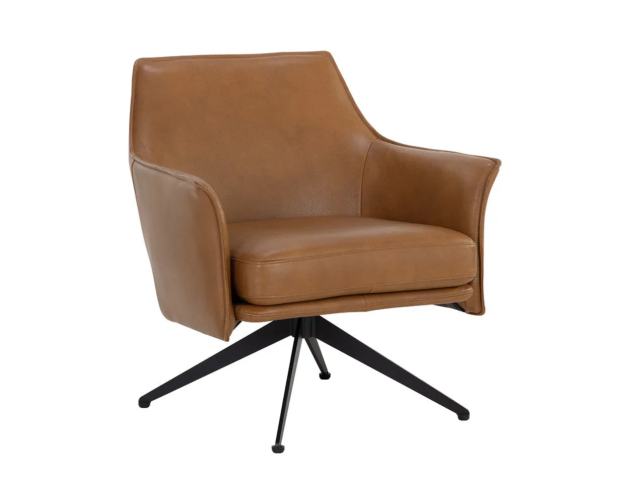 Crosby Leather Upholstered Swivel Lounge Chair