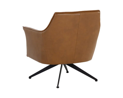 Crosby Leather Upholstered Swivel Lounge Chair